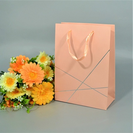 Пакет подарочный 18х10х23см картон персиковый "Геометрия" (1шт)